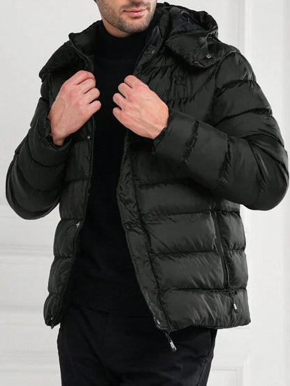 Puffer-Jacke mit Druckknöpfen und Kapuze für Herren | Muse™