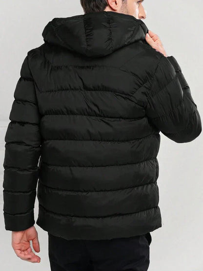 Puffer-Jacke mit Druckknöpfen und Kapuze für Herren | Muse™