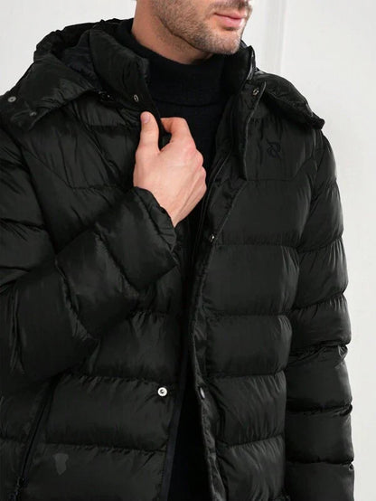 Puffer-Jacke mit Druckknöpfen und Kapuze für Herren | Muse™