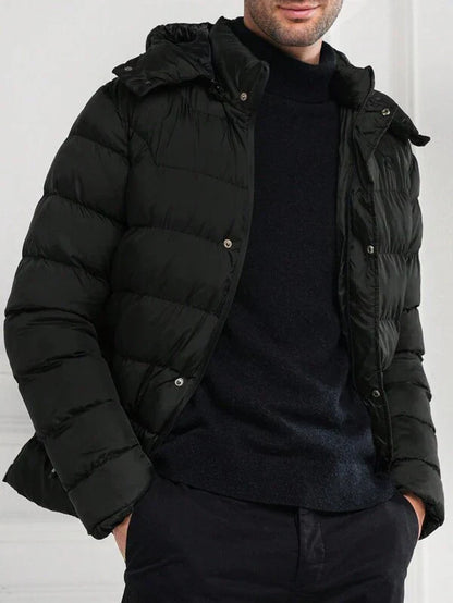 Puffer-Jacke mit Druckknöpfen und Kapuze für Herren | Muse™
