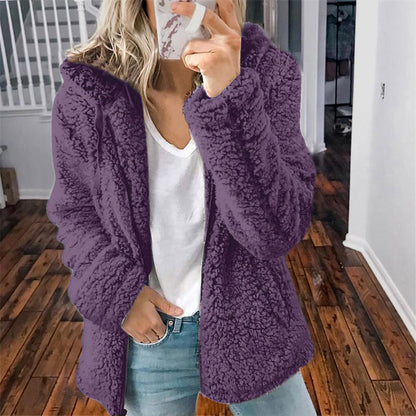 EasyWear | Kuscheliger Teddyfell-Wollmantel mit Kapuze