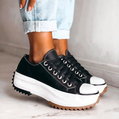 Freezeon | Damen Plateau-Sneakers aus Leder mit Schnürung – Komfort und Stil in Einem