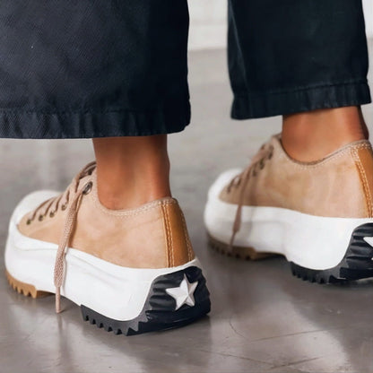 Freezeon | Damen Plateau-Sneakers aus Leder mit Schnürung – Komfort und Stil in Einem