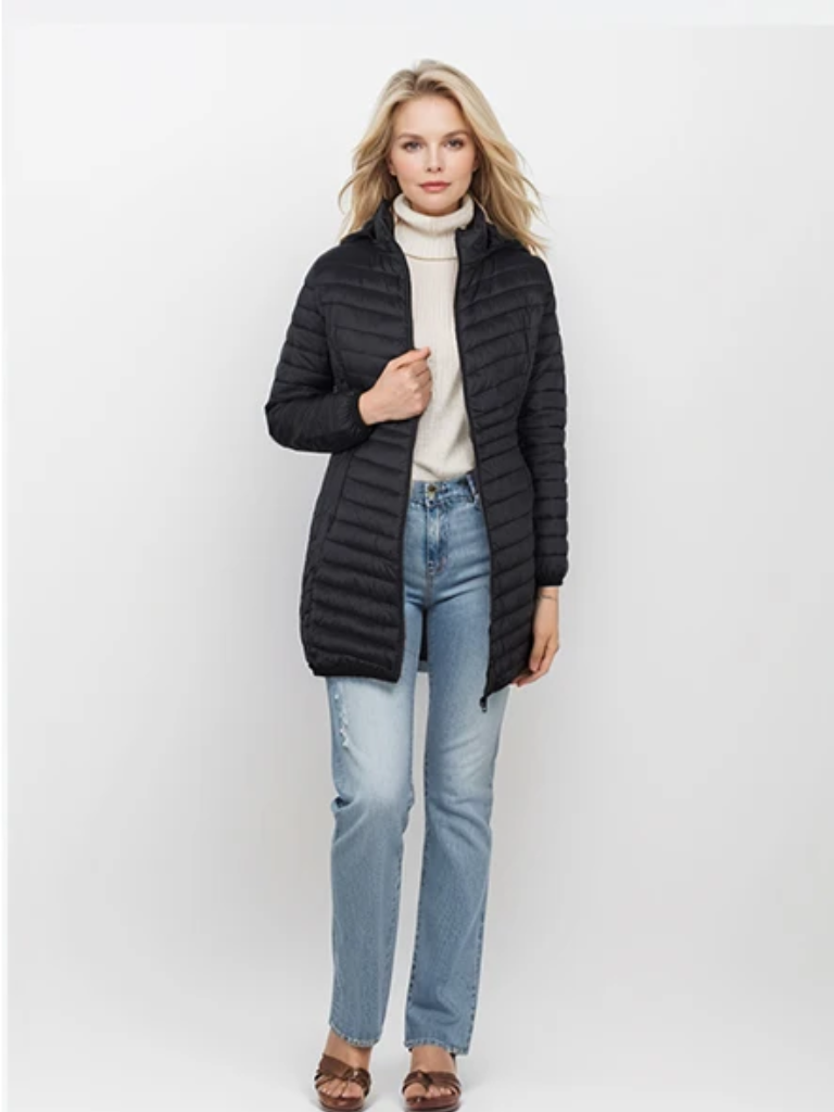 CozyLuxe | Damen Winterjacke mit Kapuze – Leichte, Schlanke Passform und Daunenfüllung für optimalen Komfort