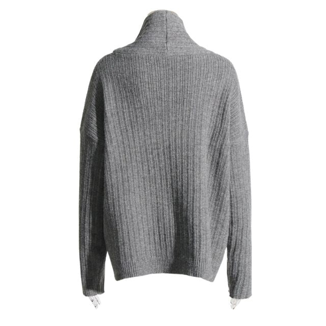 Clara | Damen Strickpullover mit Asymmetrischem Kragen und Rippenmuster – Zeitlos & Gemütlich