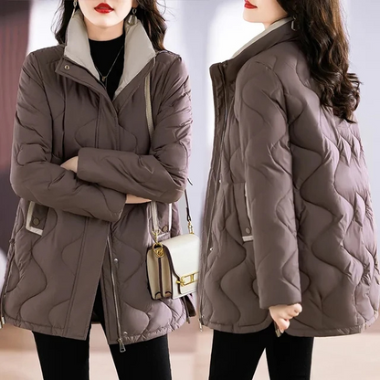 Mova | Damen Lange Daunenjacke mit Stehkragen und Reißverschluss