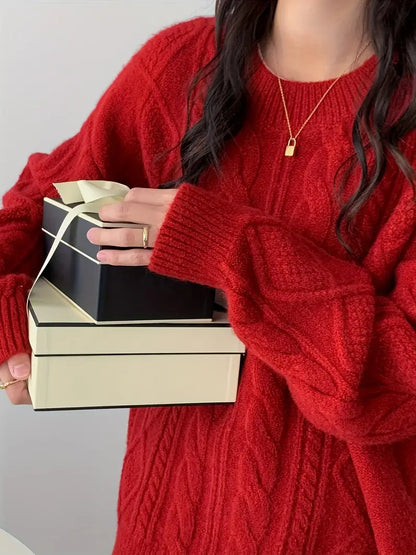 Mysteva | Roter Pullover mit Rundhalsausschnitt