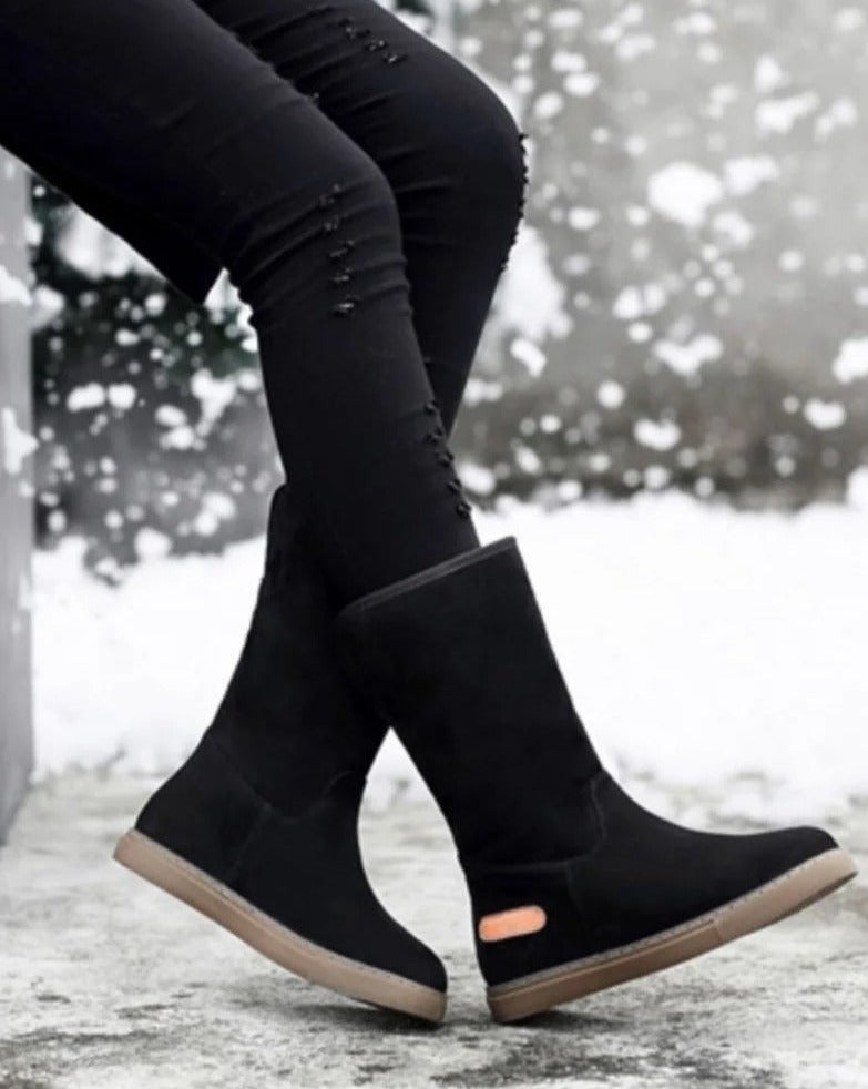 Fandira | Damen Fleece gefütterte Winterstiefel mit flacher Sohle