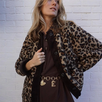 Bristol | Jacke mit O-Ausschnitt und Leopardenprint