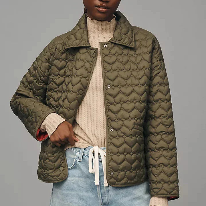 Quiltex | Gequiltete Damenjacke mit stilvollem Herzmuster