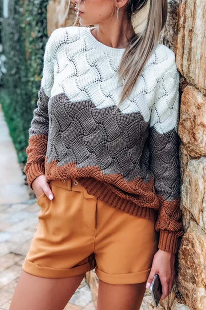 Elara | Stylischer Colorblock-Strickpullover