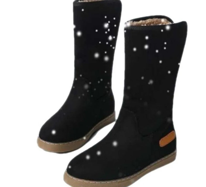 Fandira | Damen Fleece gefütterte Winterstiefel mit flacher Sohle