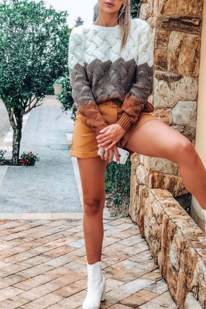 Elara | Stylischer Colorblock-Strickpullover