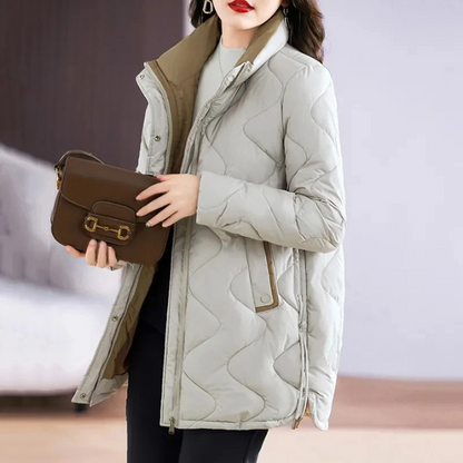 Mova | Damen Lange Daunenjacke mit Stehkragen und Reißverschluss
