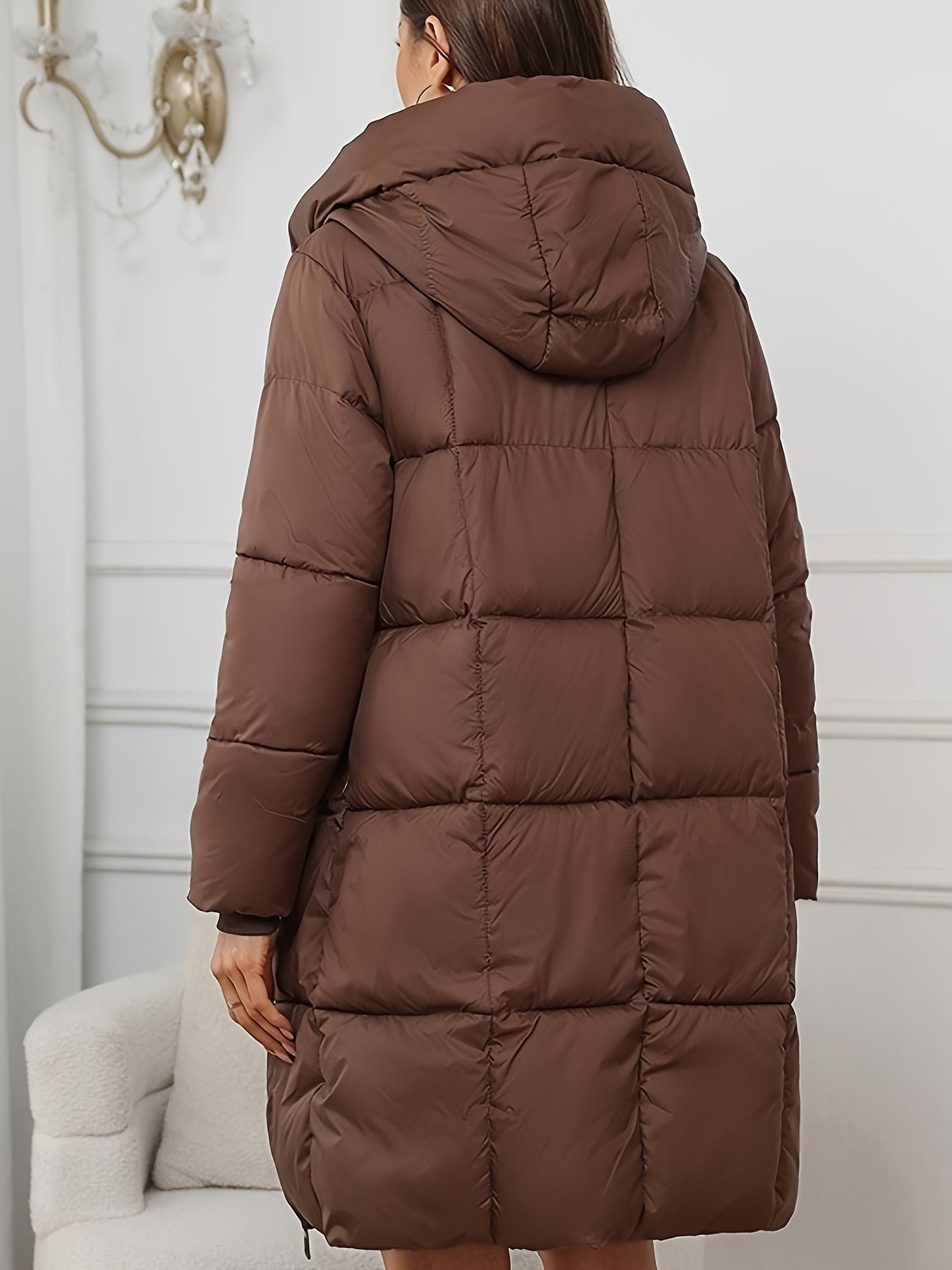 Zeo - Elegante lange Puffer-Winterjacke mit Kapuze für Damen