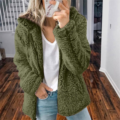 EasyWear | Kuscheliger Teddyfell-Wollmantel mit Kapuze