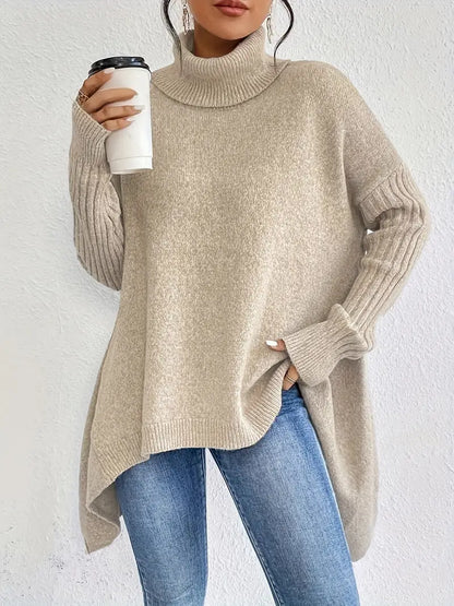 Bliss | Stylischer Rollkragenpullover mit nach unten abfallendem Saum