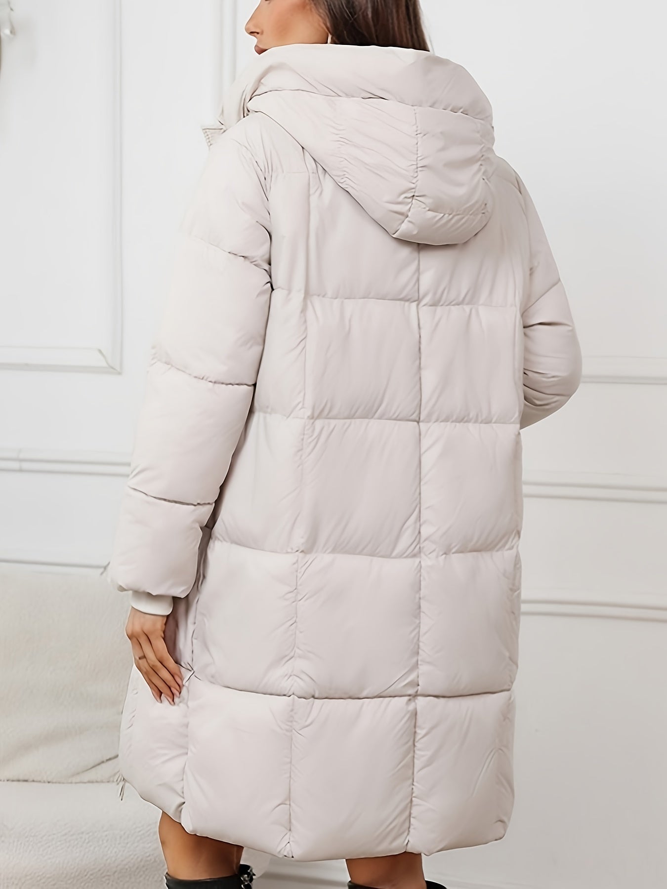 Zeo - Elegante lange Puffer-Winterjacke mit Kapuze für Damen