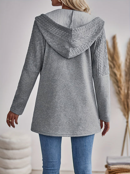 GreyGlam | Damen Kapuzenjacke mit Reißverschluss in Hellgrau – Leicht & Bequem