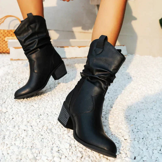 Bootiva | Elegante Damen Cowboy-Stiefel aus hochwertigem Leder mit Blockabsatz