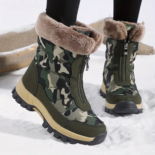 Crux | Damen Fleecegefütterte Winterstiefel mit Frontreißverschluss