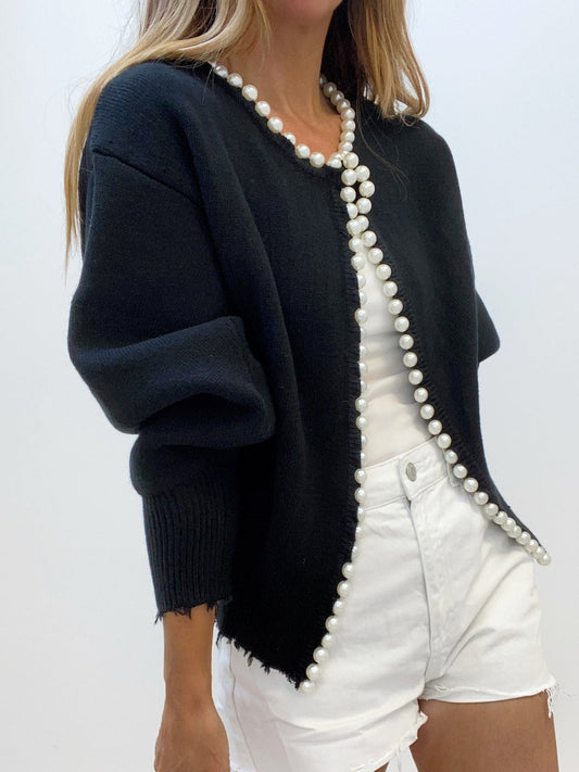 Polarise | Eleganter Damen Strick-Cardigan mit Perlenakzenten