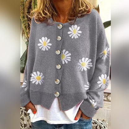 Forge | Geblümte Strickjacke mit Knöpfen für Damen