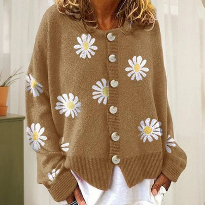 Forge | Geblümte Strickjacke mit Knöpfen für Damen