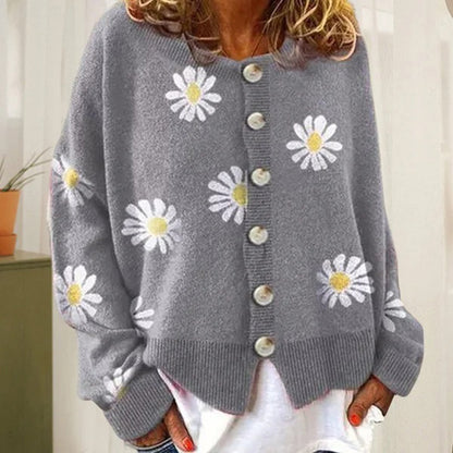Forge | Geblümte Strickjacke mit Knöpfen für Damen