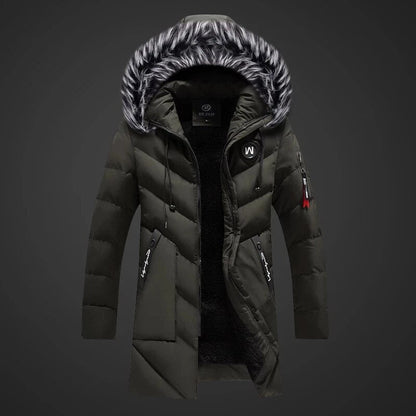 Warmthix | Langer Herren-Wintermantel mit Kapuze