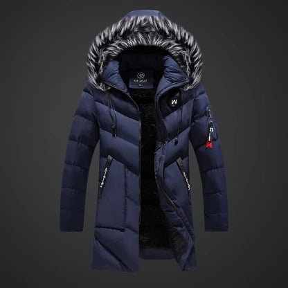 Warmthix | Langer Herren-Wintermantel mit Kapuze