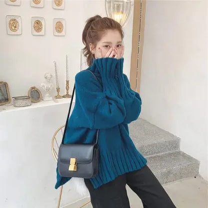 Veldora | Premium roter Strickpulli mit hohem Kragen