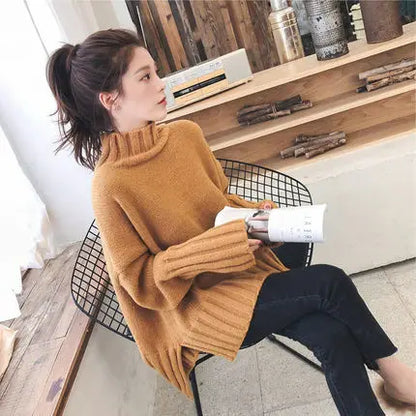 Veldora | Premium roter Strickpulli mit hohem Kragen