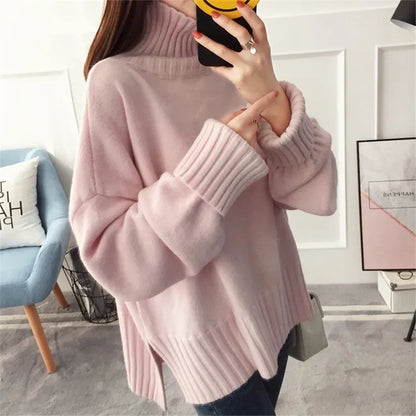 Veldora | Premium roter Strickpulli mit hohem Kragen