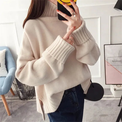 Veldora | Premium roter Strickpulli mit hohem Kragen