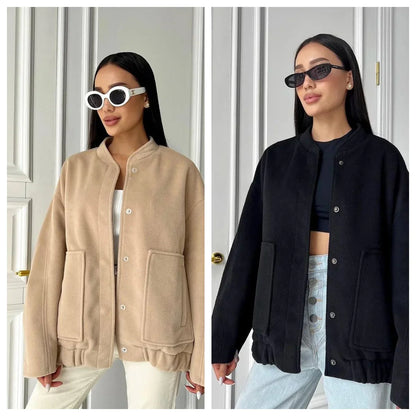 Relaxia | Elegante langärmelige Einreihige Jacke mit praktischen Taschen