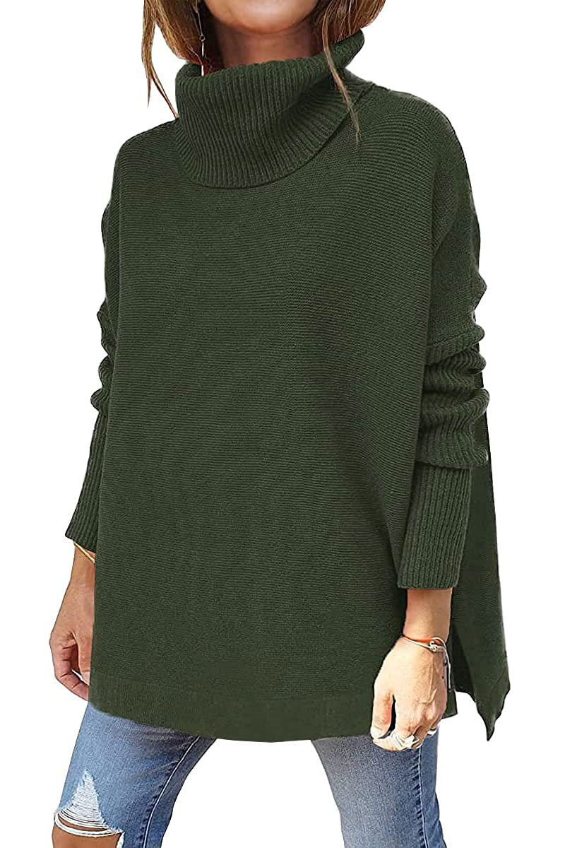 Luxevo | Damen Oversized Rollkragenpullover aus Strick in Uni-Design