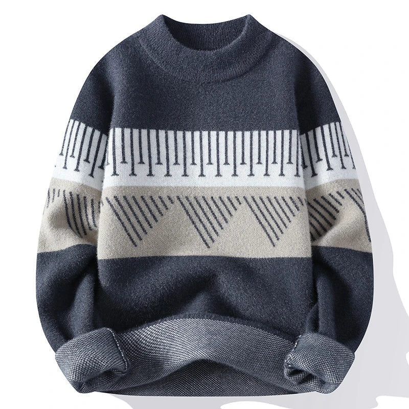 Vibrix | Stilvoller Herrenpullover mit Rundhalsausschnitt und modernem geometrischem Design