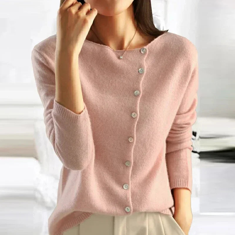 Fresqua | Eleganter Pullover mit trendigem Knopfverschluss