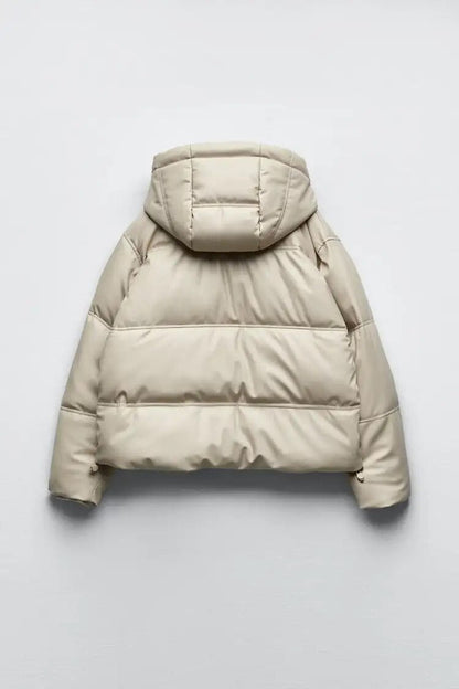 Warmion | Eleganter wattierter Wintermantel mit Kapuze