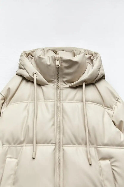 Warmion | Eleganter wattierter Wintermantel mit Kapuze