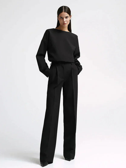 Urbanite | Damen Langärmliges Top mit Geradem Schnitt und Hose für einen Modischen Look