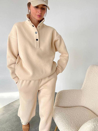 Cozyelle | Damen Oversized Fleece-Sweatshirt & Sweatpants Set