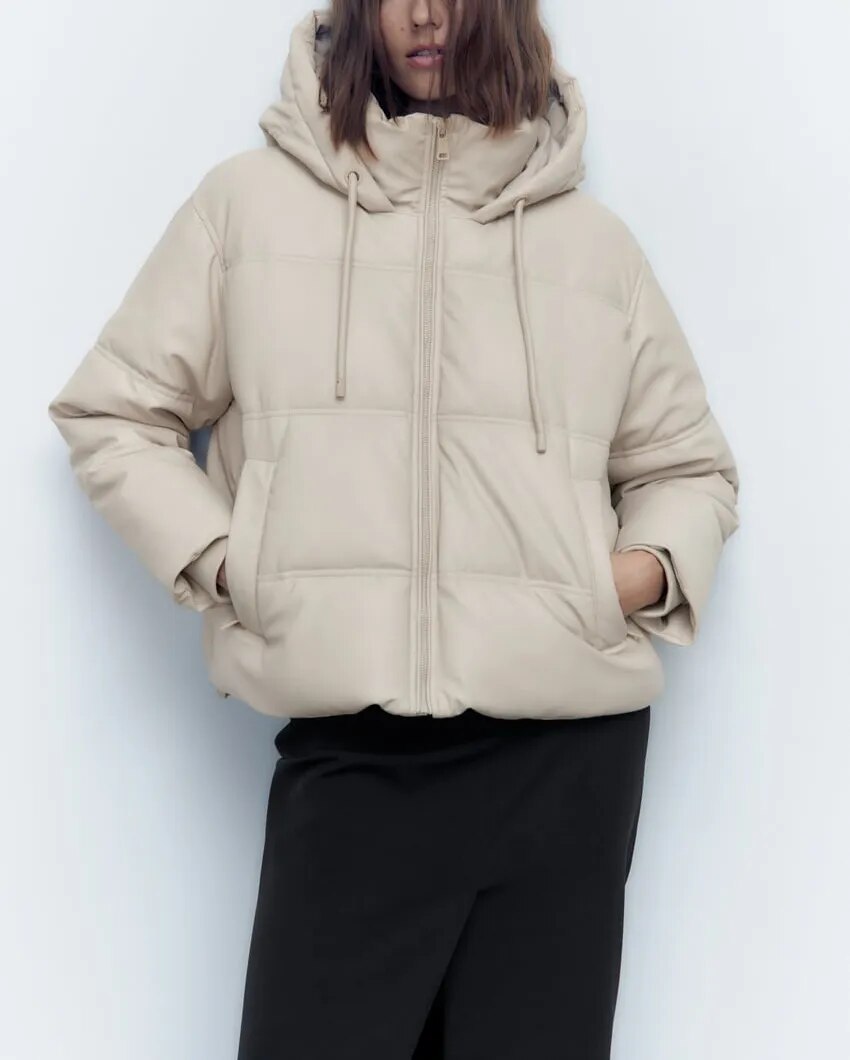 Warmion | Eleganter wattierter Wintermantel mit Kapuze