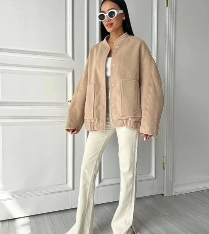 Relaxia | Elegante langärmelige Einreihige Jacke mit praktischen Taschen
