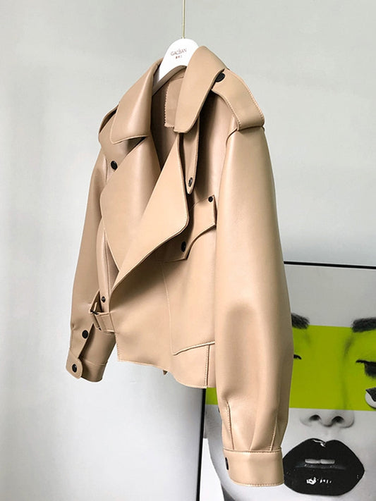 Modena | Eleganter Kurztrenchcoat aus Kunstleder für stilvolle Auftritte