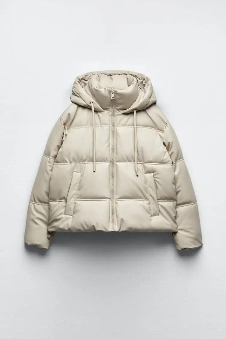 Warmion | Eleganter wattierter Wintermantel mit Kapuze