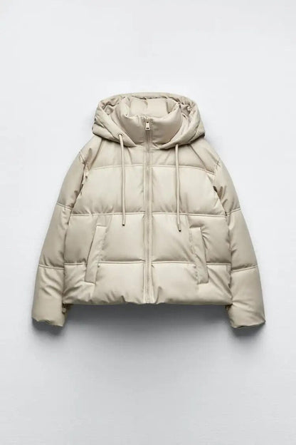 Warmion | Eleganter wattierter Wintermantel mit Kapuze