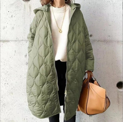 Denimix | Neuer lässiger Parka-Mantel mit Kapuze im Argyle-Muster