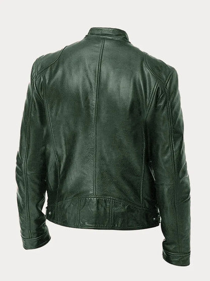 Coldura | Herren Zip-Up Leder-Motorradjacke mit praktischen Reißverschlusstaschen – Robustes Design für Stil und Funktion
